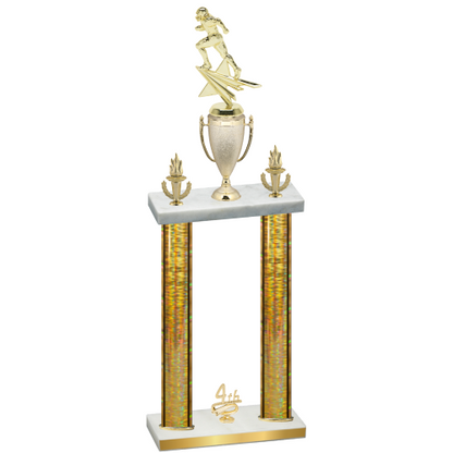 Double Gold Glacier Fourth Place Football Trophy