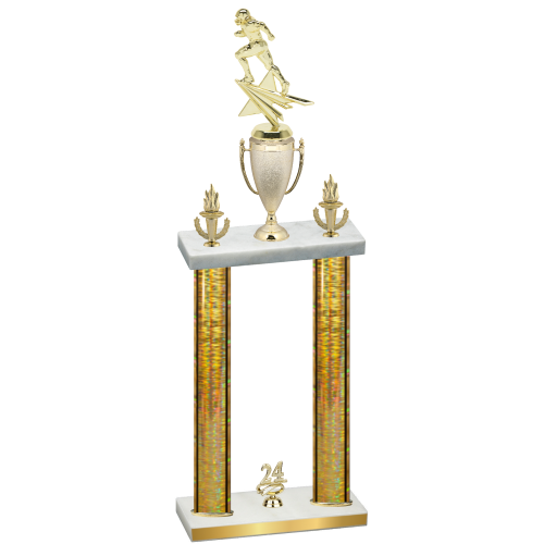 Double Gold Glacier Year Football Trophy
