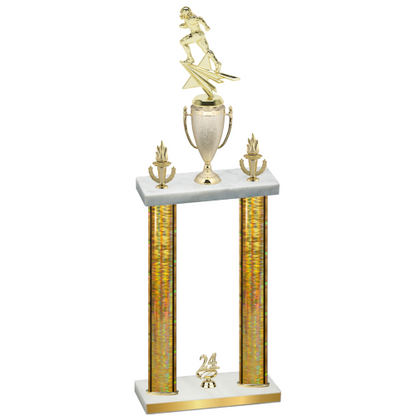 Double Gold Glacier Year Football Trophy