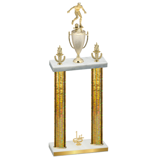Double Gold Glacier First Place Soccer Trophy