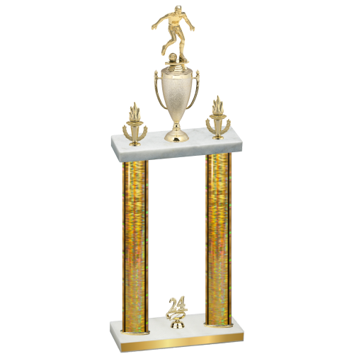 Double Gold Glacier Year Soccer Trophy