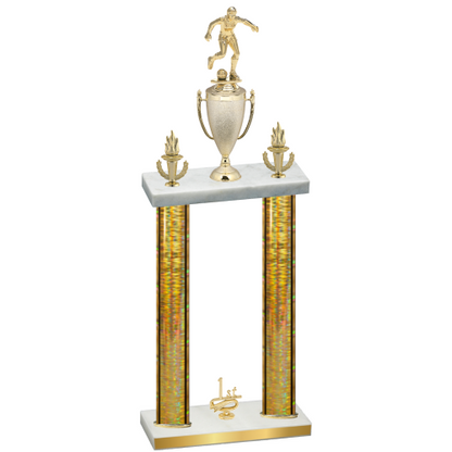 Double Gold Glacier First Place Soccer Trophy