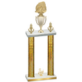 Double Gold Glacier Third Place Soccer Trophy