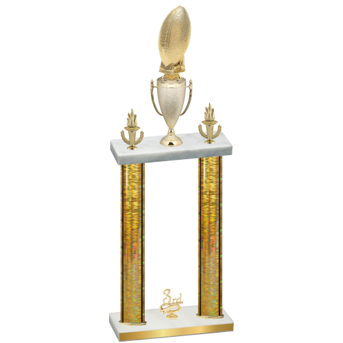Double Gold Glacier Third Place Football Trophy
