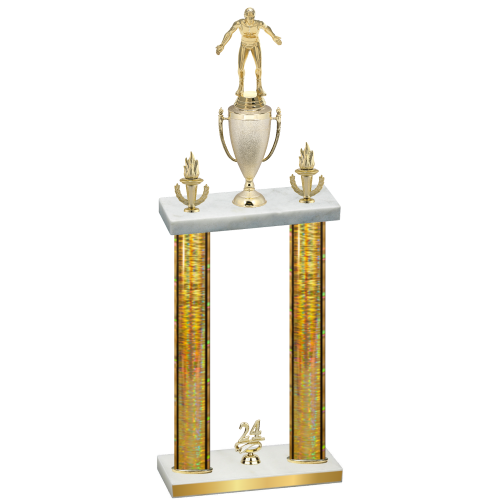 Double Gold Glacier Year Wrestling Trophy