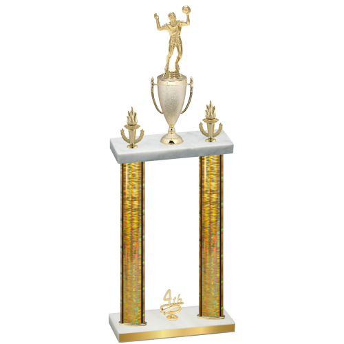 Double Gold Glacier Fourth Place Volleyball Trophy