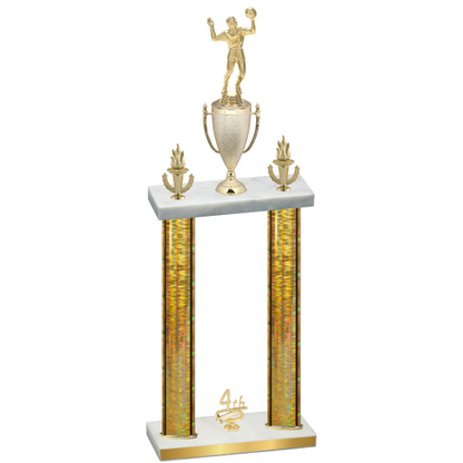 Double Gold Glacier Fourth Place Volleyball Trophy