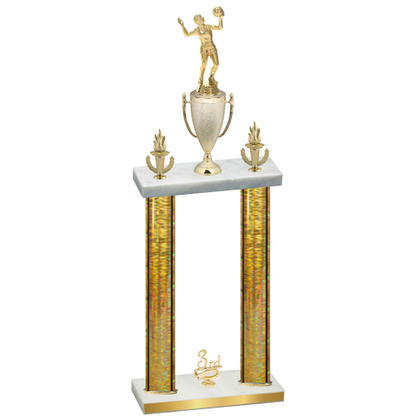 Double Gold Glacier Third Place Volleyball Trophy