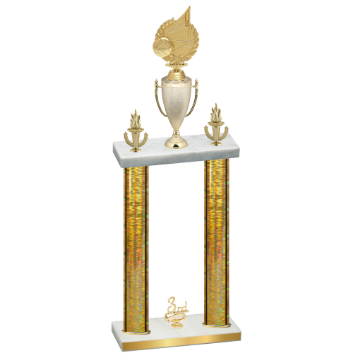 Double Gold Glacier Third Place Volleyball Trophy