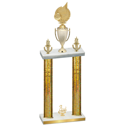 Double Gold Glacier Third Place Volleyball Trophy