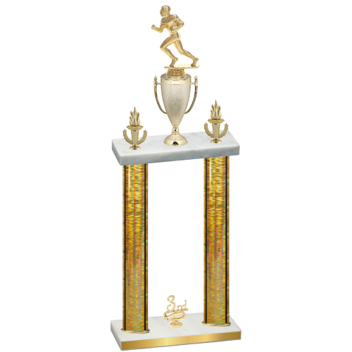 Double Gold Glacier Third Place Football Trophy