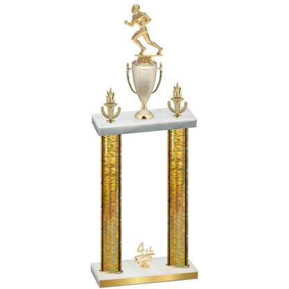 Double Gold Glacier Fourth Place Football Trophy