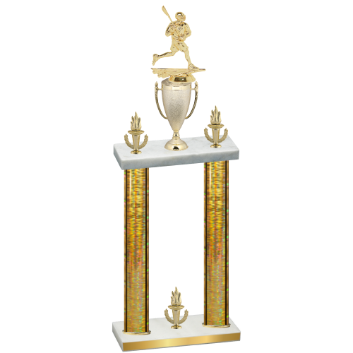 Double Gold Glacier Victory Lacrosse Trophy