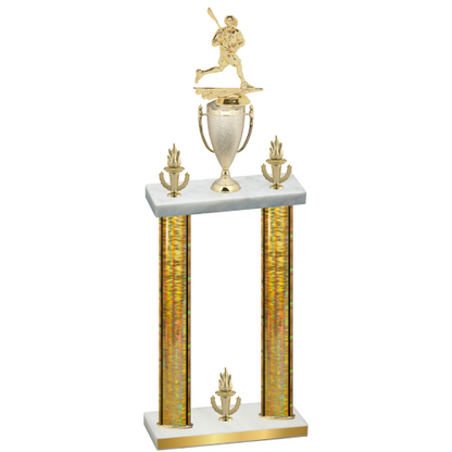 Double Gold Glacier Victory Lacrosse Trophy
