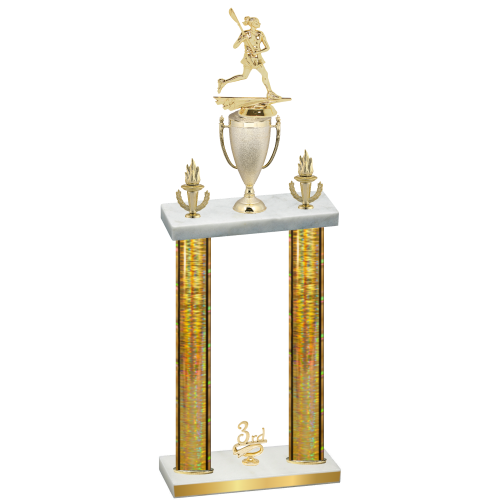 Double Gold Glacier Third Place Lacrosse Trophy