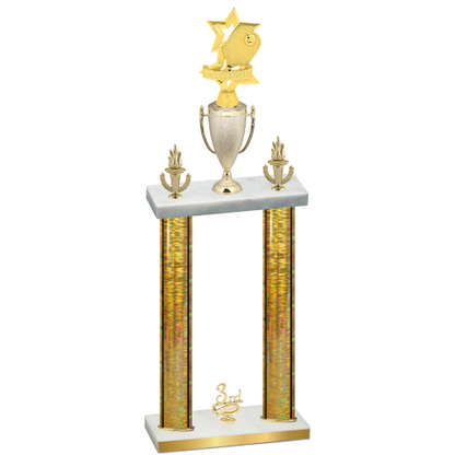 Double Gold Glacier Third Place Pickleball Trophy