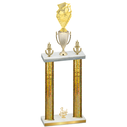 Double Gold Glacier Third Place Pickleball Trophy