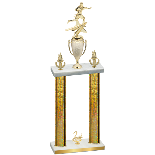 Double Gold Glacier Second Place Flag Football Trophy