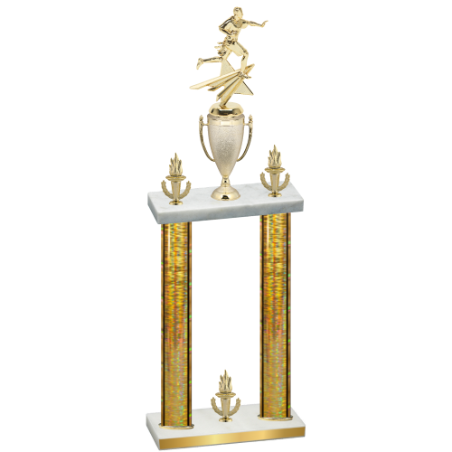 Double Gold Glacier Victory Flag Football Trophy