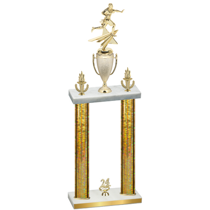Double Gold Glacier Year Flag Football Trophy