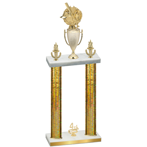 Double Gold Glacier Fourth Place Baseball Trophy