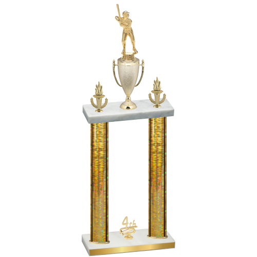 Double Gold Glacier Fourth Place Baseball Trophy