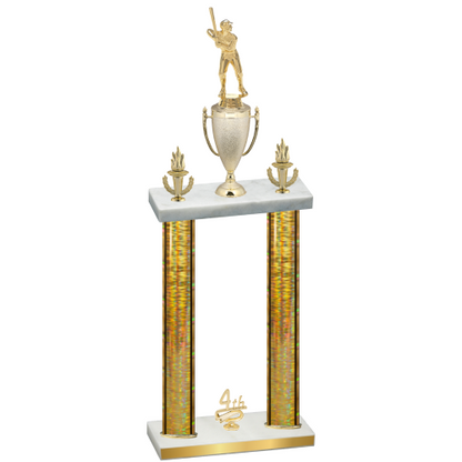 Double Gold Glacier Fourth Place Baseball Trophy