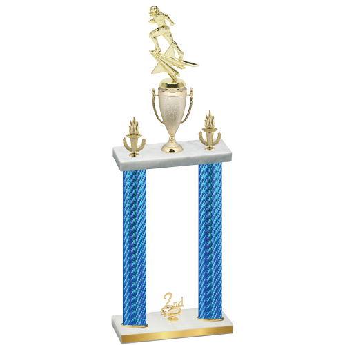 Double Blue Carbon Fiber Second Place Football Trophy