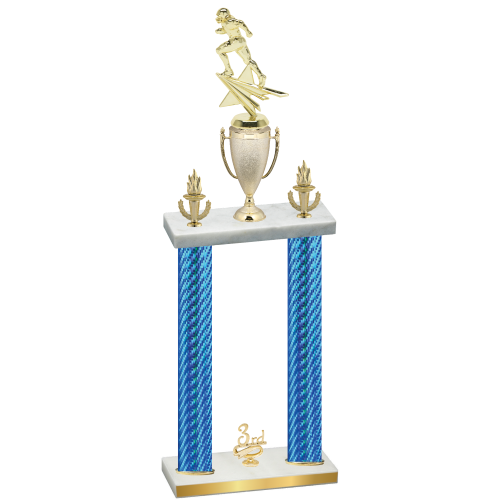 Double Blue Carbon Fiber Third Place Football Trophy