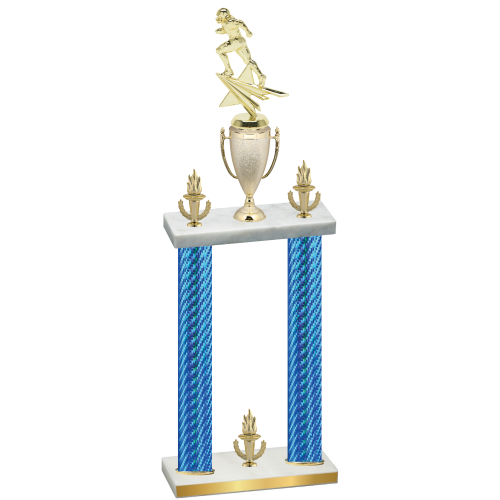 Double Blue Carbon Fiber Victory Football Trophy