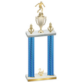 Double Blue Carbon Fiber Second Place Soccer Trophy