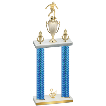 Double Blue Carbon Fiber Second Place Soccer Trophy