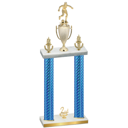 Double Blue Carbon Fiber Second Place Soccer Trophy