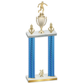 Double Blue Carbon Fiber Year Soccer Trophy