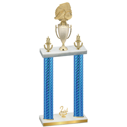 Double Blue Carbon Fiber Second Place Soccer Trophy