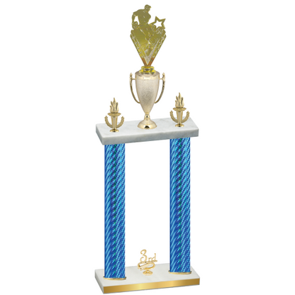 Double Blue Carbon Fiber Third Place Rugby Trophy