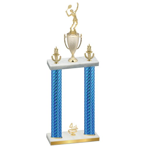Double Blue Carbon Fiber Fourth Place Tennis Trophy
