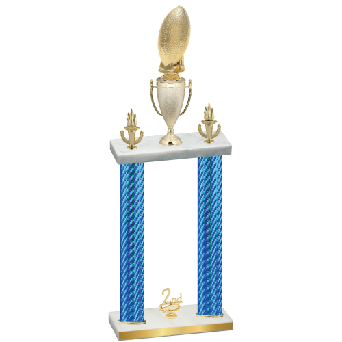 Double Blue Carbon Fiber Second Place Football Trophy