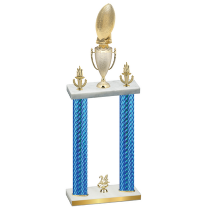 Double Blue Carbon Fiber Year Football Trophy