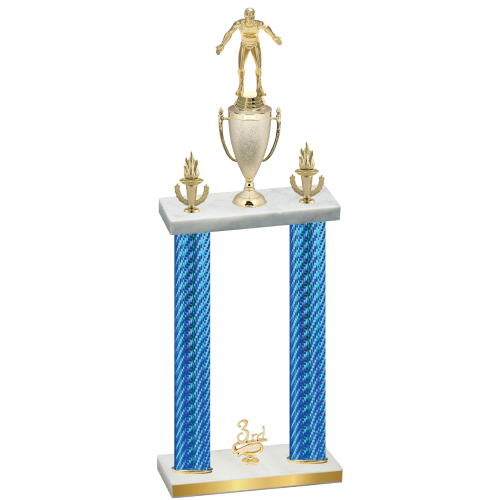Double Blue Carbon Fiber Third Place Wrestling Trophy