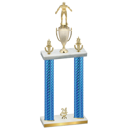 Double Blue Carbon Fiber Year Wrestling Trophy