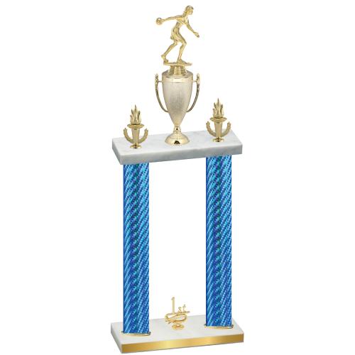 Double Blue Carbon Fiber First Place Bowling Trophy