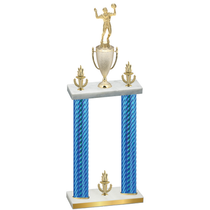 Double Blue Carbon Fiber Victory Volleyball Trophy