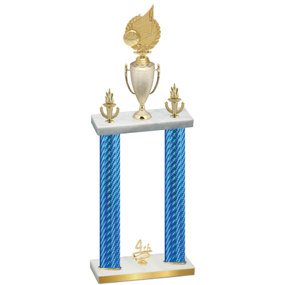 Double Blue Carbon Fiber Fourth Place Volleyball Trophy