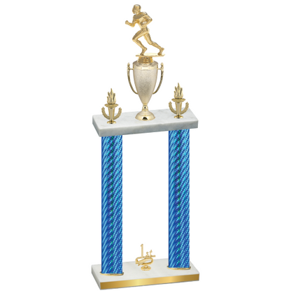 Double Blue Carbon Fiber First Place Football Trophy