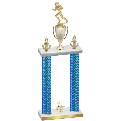 Double Blue Carbon Fiber Second Place Football Trophy