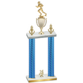 Double Blue Carbon Fiber Year Football Trophy