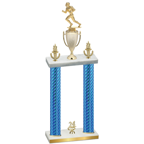Double Blue Carbon Fiber Year Football Trophy