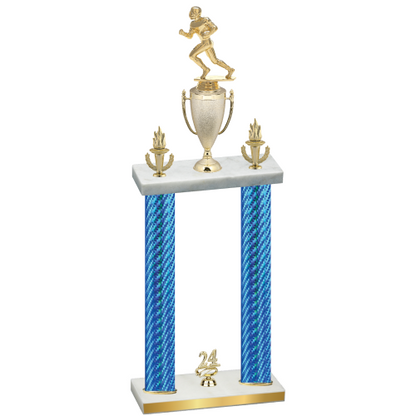 Double Blue Carbon Fiber Year Football Trophy