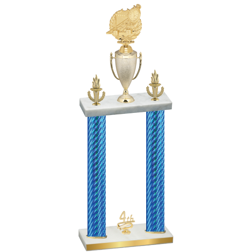 Double Blue Carbon Fiber Fourth Place Swimming Trophy